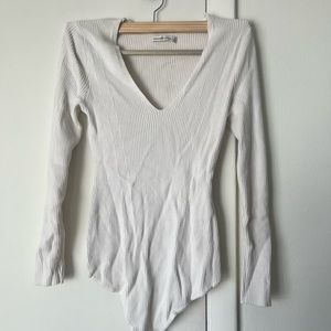 White Abercrombie sweater bodysuit